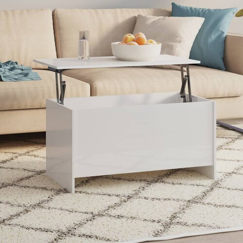 Furnova Klubska mizica visok sijaj bela 102x55,5x52,5 cm konstr. les, (21914483) Cene