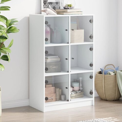  Visoka komoda s vratima bijela 68x37x109 cm konstruirano drvo Cene