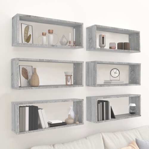  Kockaste zidne police 6 kom hrast sonoma 60 x 15 x 23 cm drvene Slike