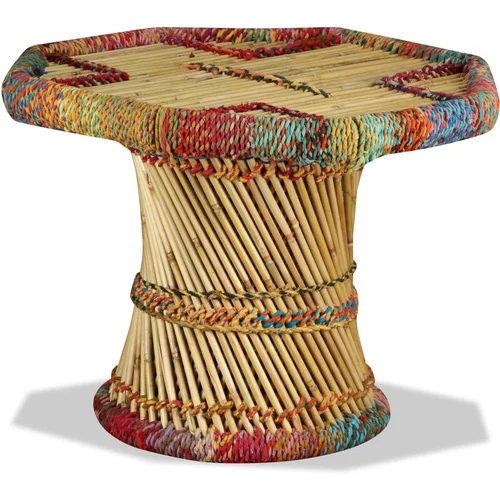 vidaXL Klubska mizica iz bambusa s Chindi detajli večbarvna, (20713875)