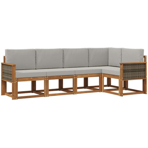  Set vanjskih sofa 5 kom. Prirodna i svjetlosiva Poliester Slike