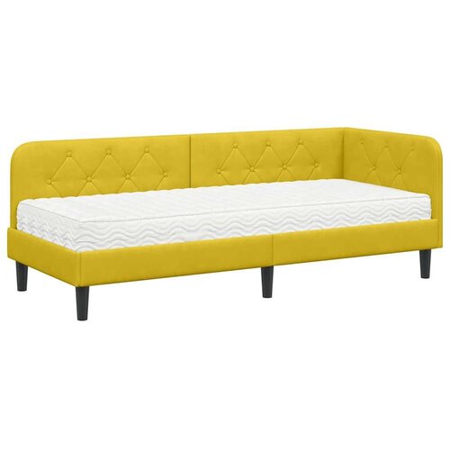  kutni okvir kreveta s madracem žuta 80 x 200 cm bar&amp;scaron;un Slike