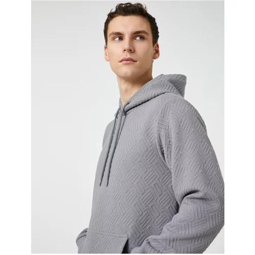 Koton Textured Hooded Sweatshirt Pocket Detailed