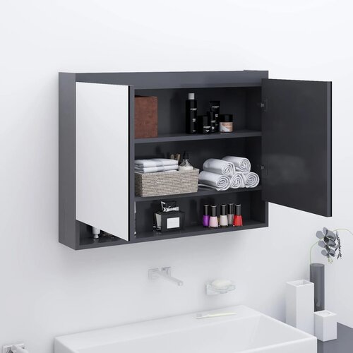 Furnova Kopalni&amp;scaron;ka omarica z ogledalom 80x15x60 cm MDF siva, (21947304) Slike