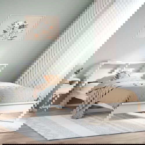 VidaXL Krevet s regalom z knjige bez madraca bijeli 100x200cm borovina Slike