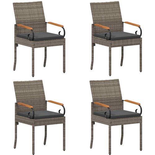 Vrtni stoli 4 pcs Siva in temno siva Poli ratan in akacija, (5000285774) Cene