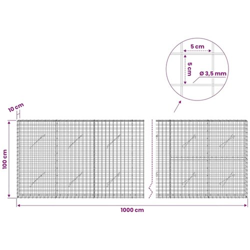  Gabion s žicom debljine 3 5 mm i mrežom 5x5 cm 1000x10x100 cm - 10 cm 100 cm 1000 cm Slike