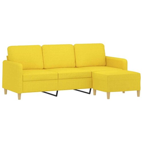  Trosjed s tabureom svjetložuti 180 cm od tkanine Slike