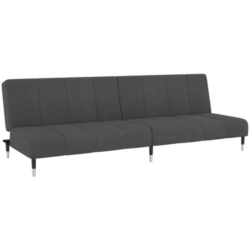 MAISON CHIC kavč - Sofa - Kanape dvosed z ležiščem temno siv žamet, (21726496)