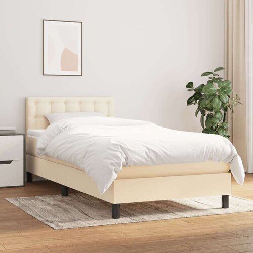 Box spring postelja z vzmetnico krem 90x200 cm blago, (20724815) Slike