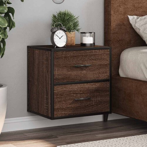 Furnova Stenska nočna omarica 2 kosa rjavi hrast 40x31x39,5 cm, (21925769) Slike
