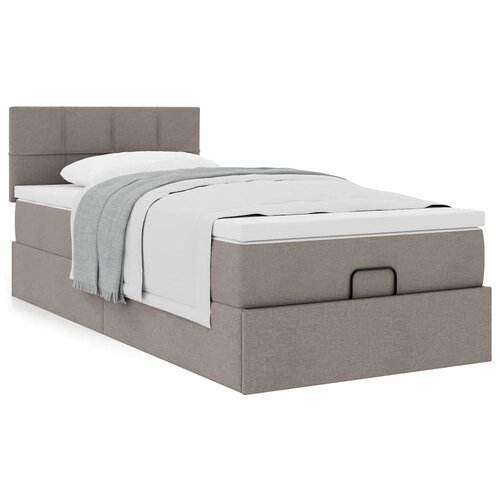 VidaXL Otomanski okvir kreveta s madraca smeđesivi 100x200cm tkanine Slike