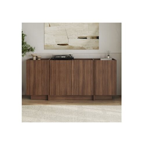 Hanah home Komoda u dekoru oraha s rupom za kabele u tamnoj prirodnoj boji 180x80x45 cm Dorma – Cene