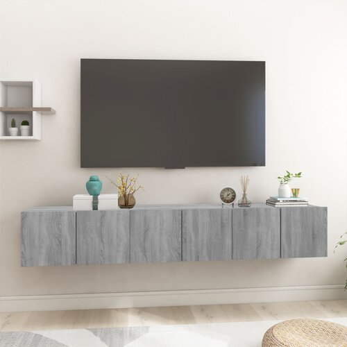 VidaXL Viseča TV omarica siva sonoma 3 kosi 60x30x30 cm inženirski les Slike
