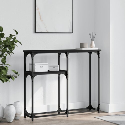 VidaXL Konzolna mizica črna 90x22,5x75 cm inženirski les Slike