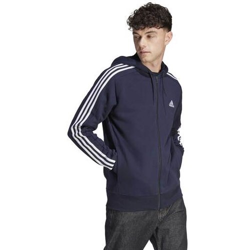 Adidas Essentials French Terry 3-Stripes Full-Zip Hoodie Slike