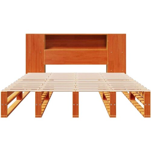VidaXL Krevet s regalom za knjige bez madraca 150x200 cm masivno drvo Slike