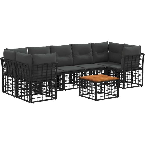  Set vanjskih sofa 8 kom. Crna i tamno siva poliratan Slike