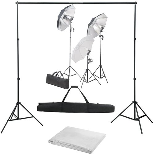 vidaXL fotografski studijski komplet s svetilkami in ozadjem Cene