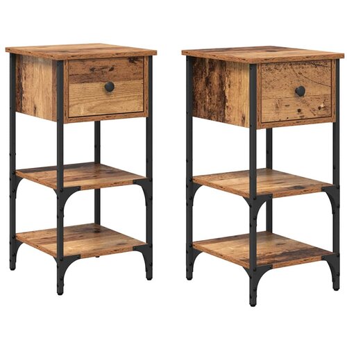  Noćni ormar 2 pcs Smeđa 33.5 x 36 x 70 cm Konstrukcijsko drvo Slike