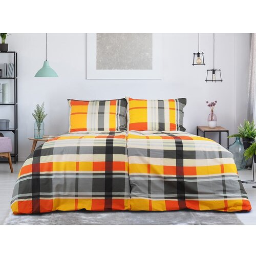 B.E.S. Narančasta posteljina za krevet za jednu osobu od krepa 140x200 cm Orabge Kube – Cijene
