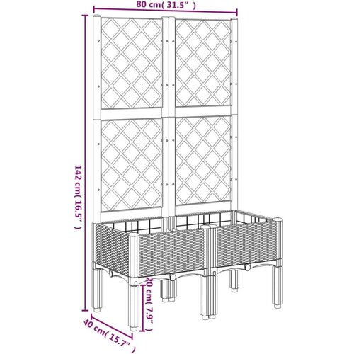 VidaXL Vrtna sadilica s re&amp;scaron;etkom svjetlosiva 80 x 40 x 142 cm PP Slike