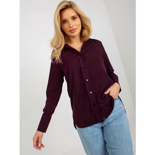 Fashion Hunters Dark purple women's classic shirt with collar Slike