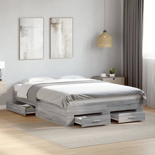 Furnova Posteljni okvir s predali siva sonoma 120x190 cm inženirski les, (21935316) Slike