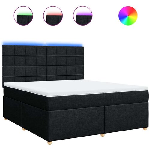 VidaXL Krevet s oprugama i madracem crni 180x200 cm od tkanine Slike