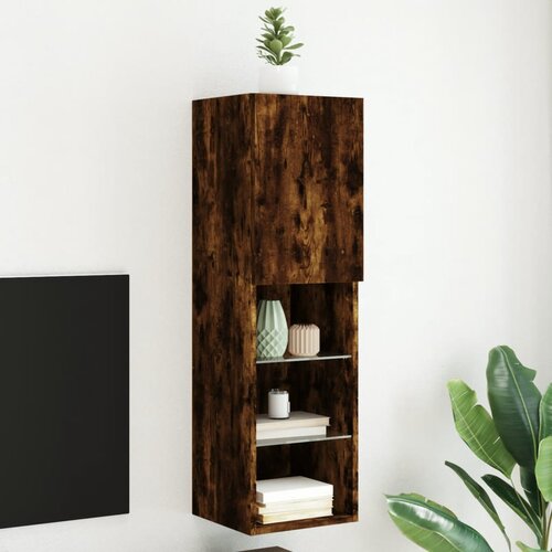 vidaXL TV omarica z LED lučkami dimljeni hrast 30,5x30x102 cm Cene