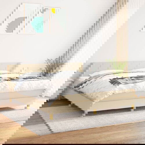 The Living Store Box spring postelja z vzmetnico krem 160x200 cm blago - Box Spring Postelja, (21503564) Cene