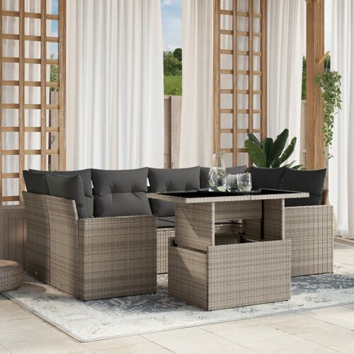 vidaXL 7-dijelni set vrtnih sofa svjetlosivi od poliratana Cijene