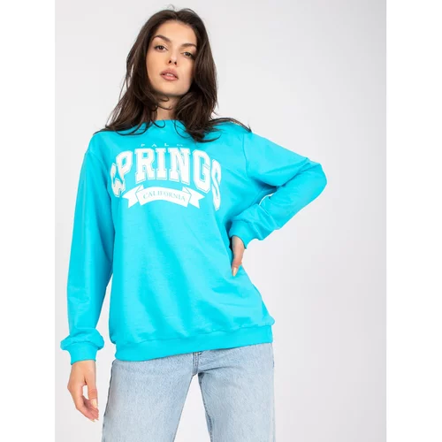 Fashion Hunters Blue and white oversize sweatshirt without a hood with pockets