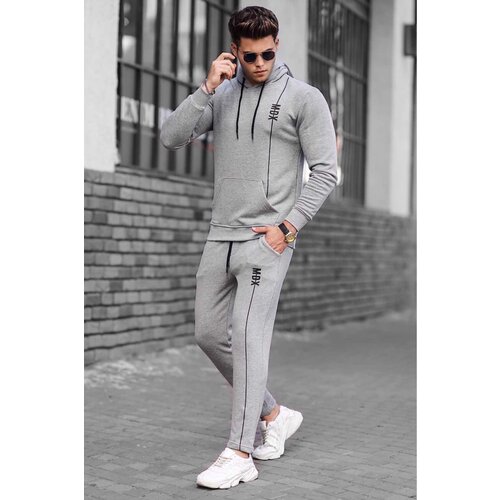 Madmext Men&amp;#039;s Gray Hoodie and Tracksuit Set 4680 Slike