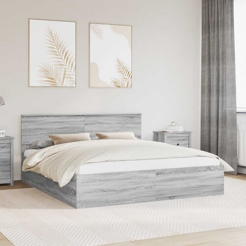  Krevetna konstrukcija s uzglavljem Siva Sonoma 200 x 200 cm Cene