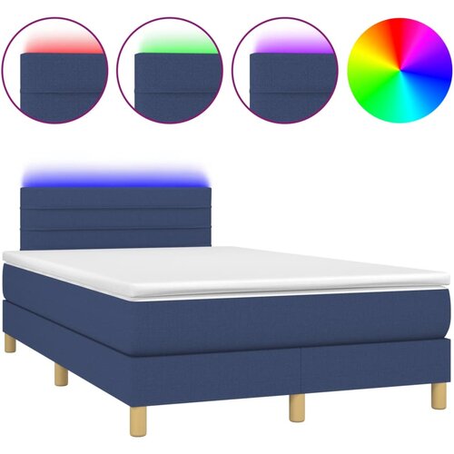  Box spring s madracem LED plavi 120 x 200 cm od tkanine Slike