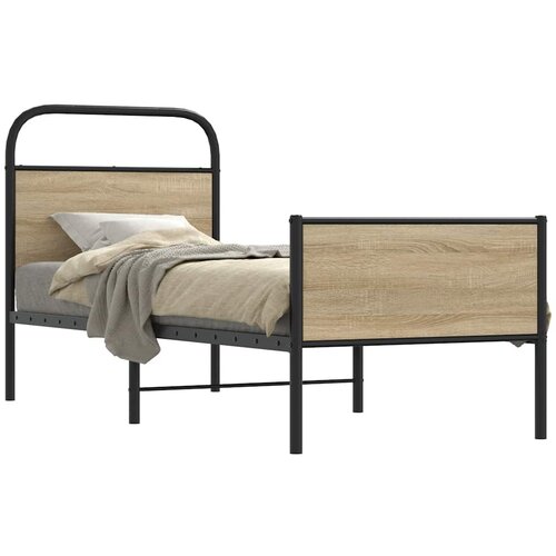 VidaXL Okvir kreveta bez madraca boja hrasta sonome 75 x 190 cm drveni Slike
