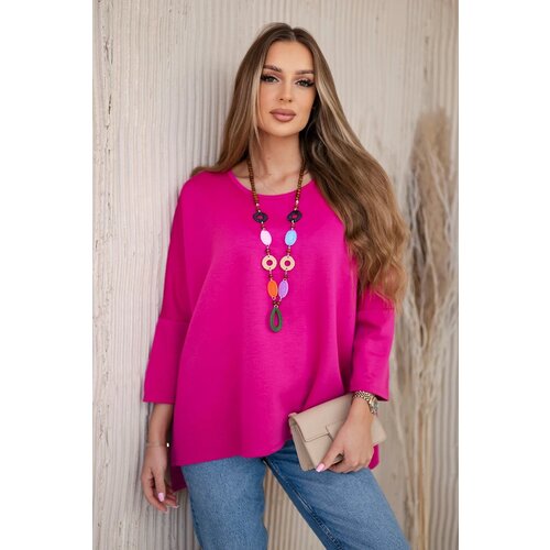 Kesi Włoski Oversize blouse with necklace buttery fabric fuchsia Cene