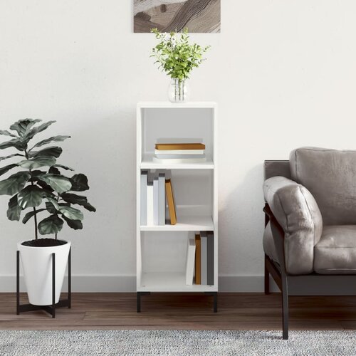 vidaXL Komoda visok sijaj bela 34,5x32,5x90 cm inženirski les Cene