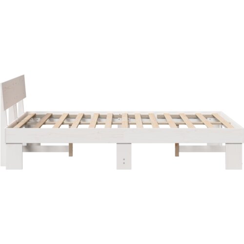 VidaXL Konstrukcija postelje Bela 120 x 190 cm Masivno borovo les Slike