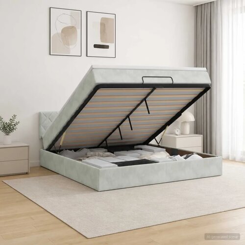  Krevet od pjene s madracem i LED-om Svjetlosiva 180 x 200 cm - Svjetlosiva 180 x 200 cm Dizajn s rombovima Cijene