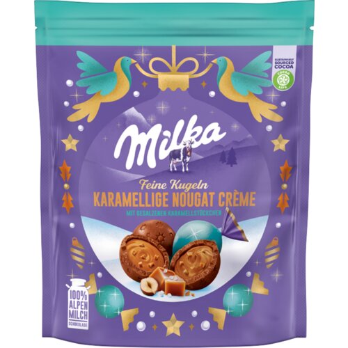 Milka Polnjene božične kroglice - karamela in nougat - 90 g Cene