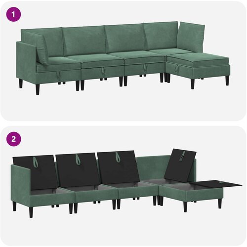  Set namje&amp;scaron;taja za dnevni boravak 5 pcs Morska zelena Bar&amp;scaron;un Slike