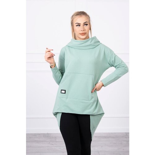 Kesi Sweatshirt with a long back and a hood in dark mint Slike