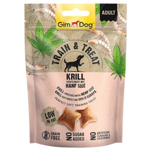 Gim Dog train & Treat Račići i seme konoplje 125 g Poslastica za pse Slike