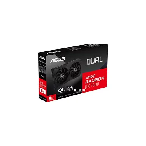 Asus Video Card AMD Radeon Dual Radeon RX7600 V2 OC Edition 8GB GDDR6 VGA optimized inside and out for lower temps and durability, PCIe 4.0, 1xHDMI 2.1, 3xDisplayPort 1.4a - 90YV0IH2-M0NA00