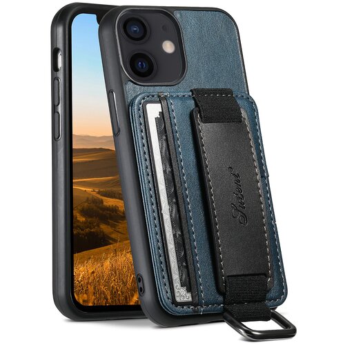 INORCO SUTENI H13 za iPhone 12 mini 5,4-palčni etui z držalom za kartice s trakom za roko, stojalom za roke, usnjenim ovitkom za telefon PC+TPU, (22036199) Slike