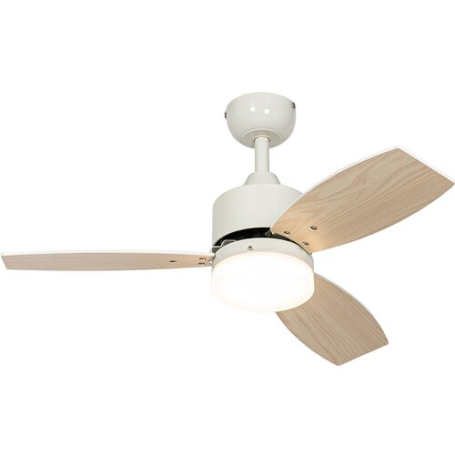 QAZQA Stropni ventilator bel, vključno z LED lučjo z daljinskim upravljanjem IP44 - Toledo Cene