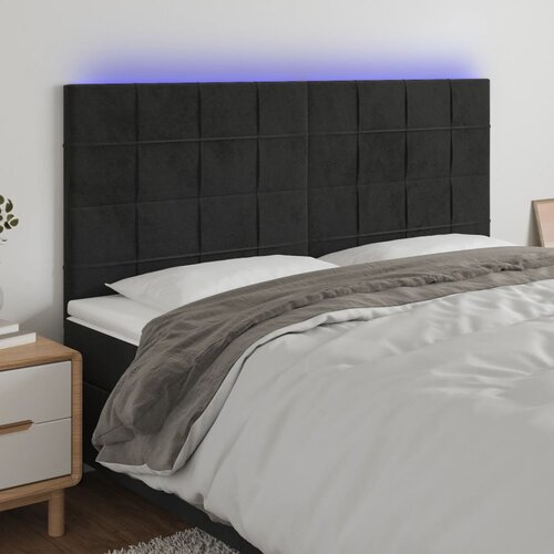 vidaXL LED posteljno vzglavje črno 180x5x118/128 cm žamet Cene