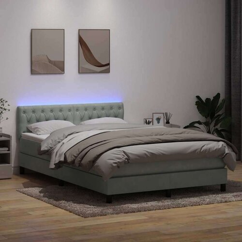 vidaXL Box spring postelja z vzmetnico svetlo siva 160x210 cm žamet Cene